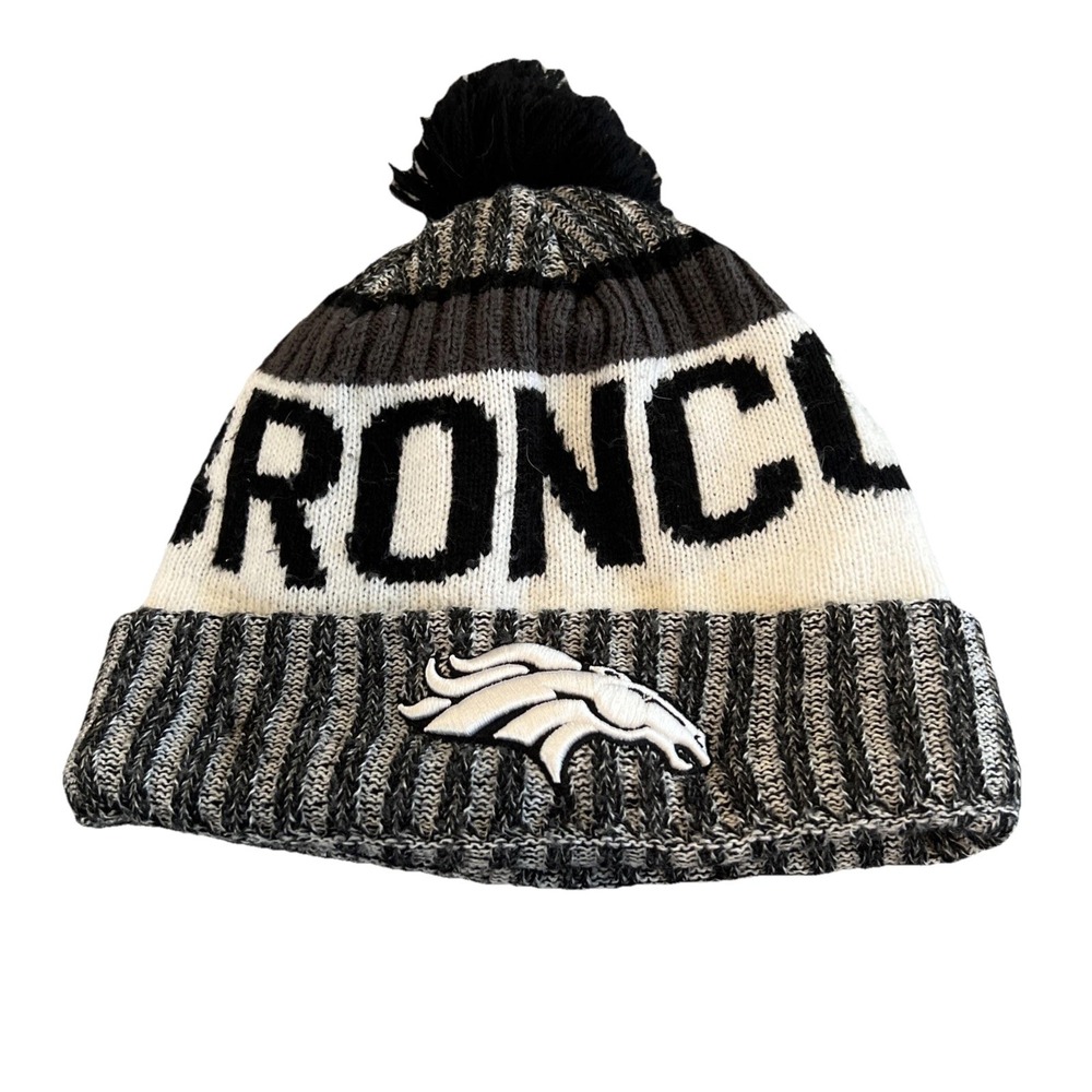 New Era Denver Broncos‎ NFL Pom Pom Winter Ski Skull Cap Embroidered Logo OSFM